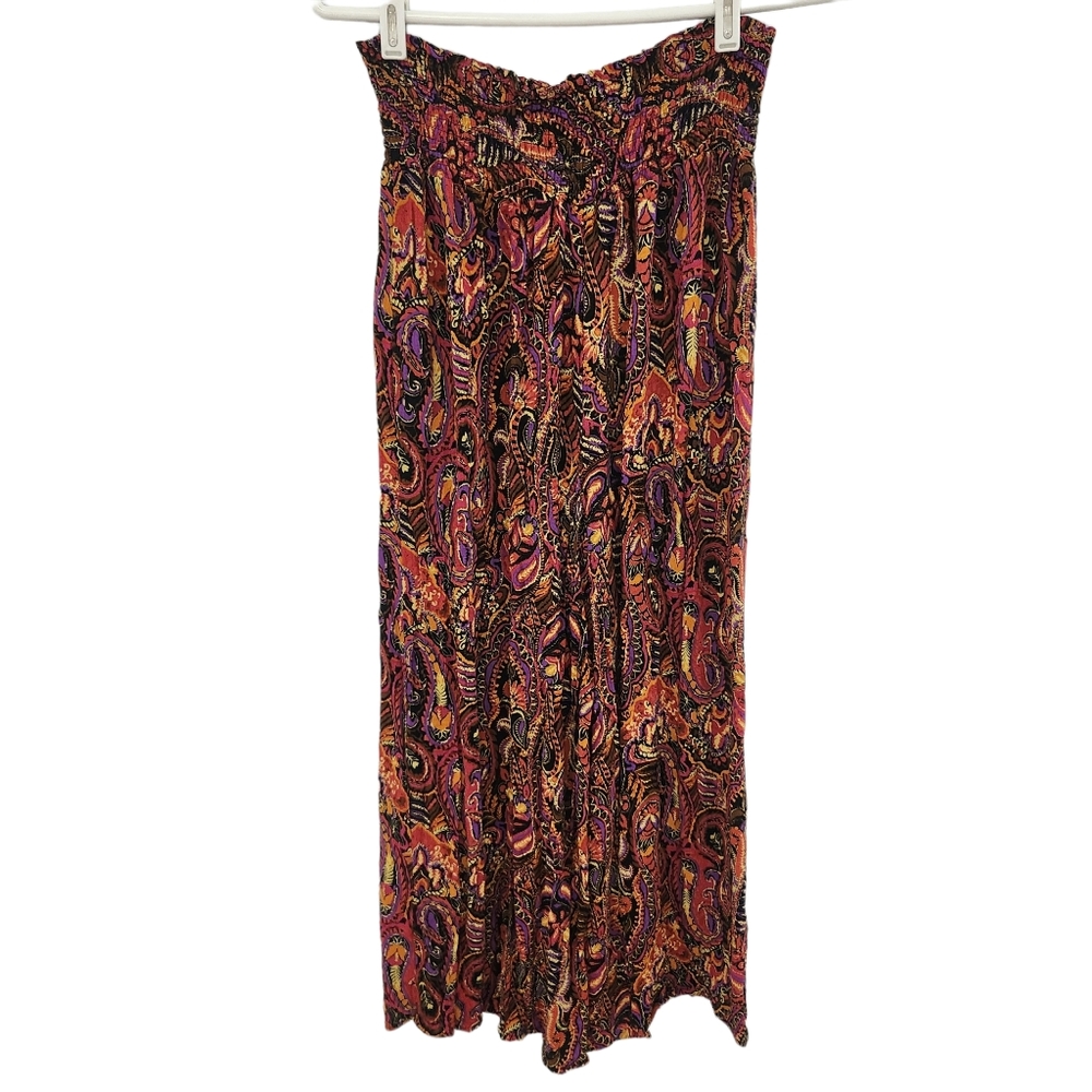 Cynthia Rowley Colorful Paisley 100% Viscose Wide-Leg Pants Boho Chic